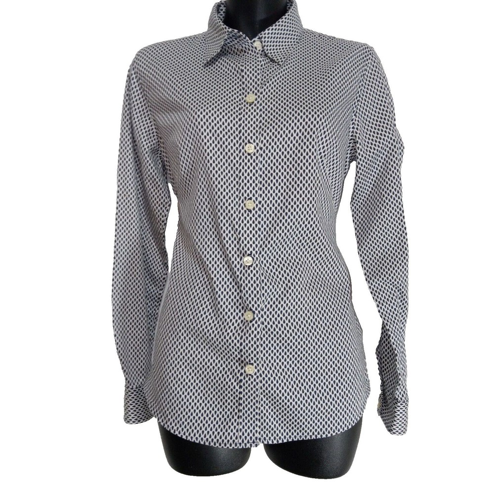 Banana Republic Women's Non Iron Shirt Business Collared Long Sleeve Geomatric 6 - Picture 1 of 9